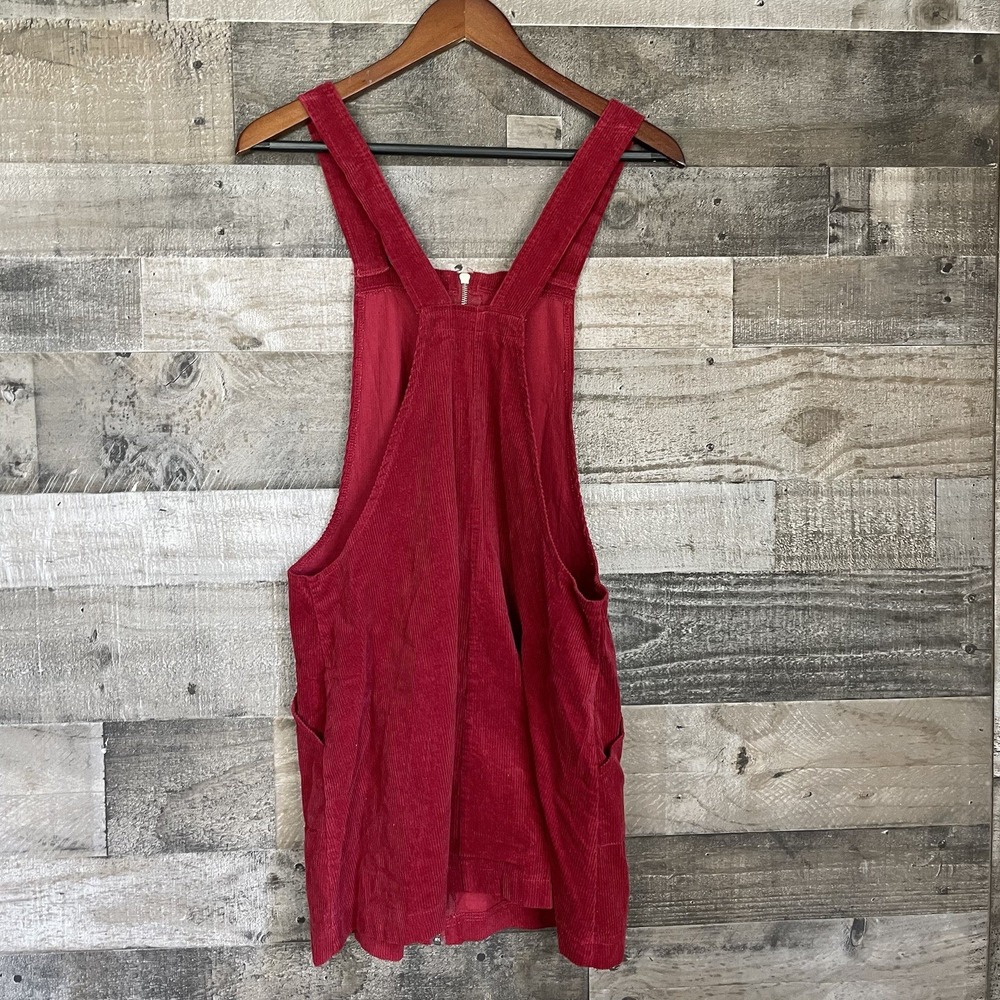 Burgundy Corduroy Stretch Square Neck Zip Up Bodycon Mini Women Dress Size 0 M - Picture 4 of 5